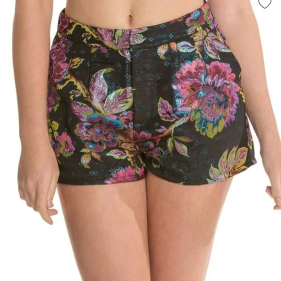 MINKPINK Nordstrom Tahitian Twilight Floral Metallic Top (S) and Shorts (XS) - Picture 8 of 10